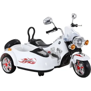malá motorka Dětská elektrická motorka Chopper s postranním vozíkem bílá