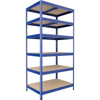 Dílenský regál Kovový regál do sklepa Biedrax 45 x 90 x 270 cm, modrý - 6 polic MDF