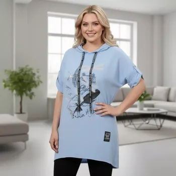 Dámská tunika Dámská modrá tunika pro plnoštíhlé univerzální velikost XL - 3XL P1509