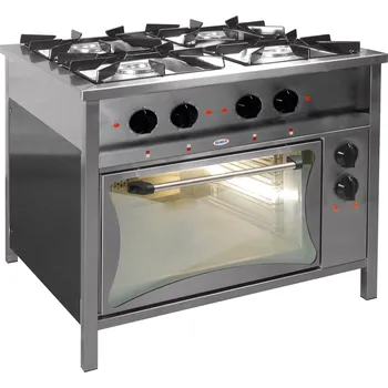Sporák EGAZ Plynový gastronomický sporák 4-hořákový s elektrickou troubou, 900x700x850 mm, 27,6 kW | EGAZ, TG-4725/PKE-1
