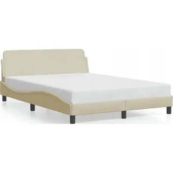 Postel Rám postele s čelem, krémová látka, 218x145x74,5 cm