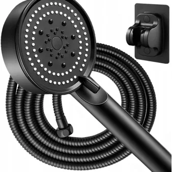 Sprchová hlavice Černá Sprchový set ekonomická sprchová hlavice + hadice + držák, 5 funkcí