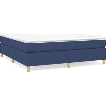Postel Kontinentální postel modrá 203 x 160 x 35 cm s matrací 160 x 200 x 20 cm