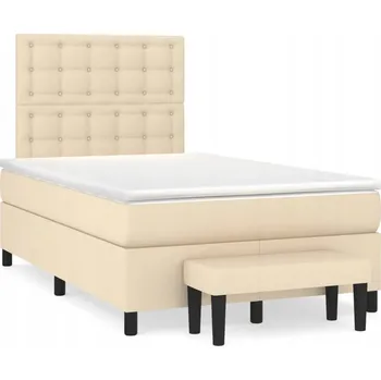 Postel Kontinentální postel krémová 203x120x118/128 cm s matrací 120x200x20 cm