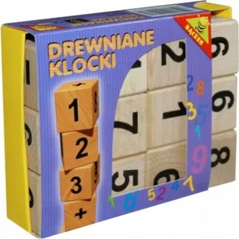 Dřevěná hračka Klocki drewniane dla przedszkolaka pro výuku matematiky, čísla 1, 2, 3