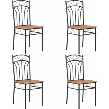 Jídelní set Sada 4 jídelních židlí, MDF a ocel, hnědo-černá, 40x48x86 cm