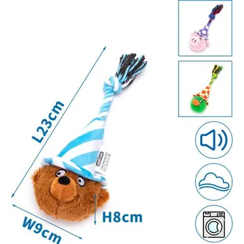 Hračka pro psa Plyšová hračka Nobleza - Zvířátko v čepičce se šňůrou 23 cm Barva: Zelená