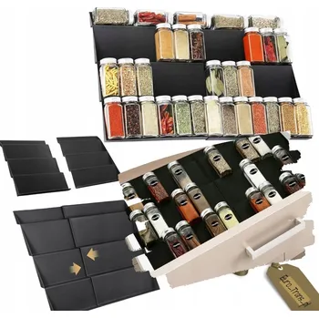 Obraz Organizer na przyprawy do zásuvky s nastavitelným černým stojanem na sklenice