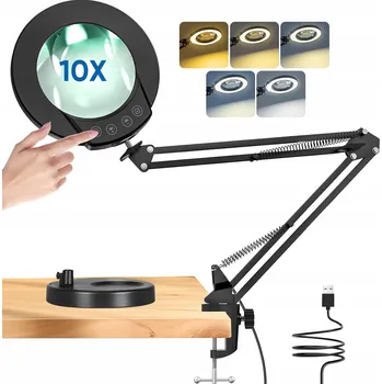 Lupa 10x Lupa s osvětlením 12W Rýsovací Kosmetická Sklo Zvětšovací Lupa