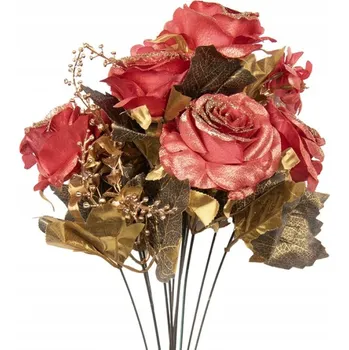 umělá květina Umělé Květy Červeno-Zlaté 50 cm Clayre & Eef