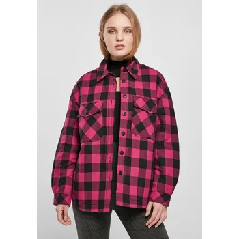 Dámská košile Dámská flanelová vycpaná overshirt wildfialová/černá Urban Classics tmavě červená 2540268