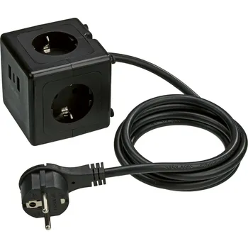 Elektrická zásuvka TRONIC® Zásuvková kostka s USB porty (černá)