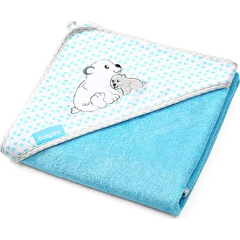 BABY ONO BabyOno Bambusová osuška s kapucí Medvídek modrá 76 x 76 cm