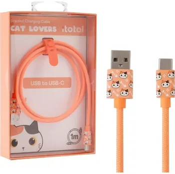 Datový kabel usb‑c nabíjecí kabel s oranžovou kočkou