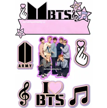 Přisada na vaření a pečení BTS motiv č.3 - (jedlý papír nebo fondánový list) - Úprava na přání +20 Kč / Jedlý papír / Bez decor gelu