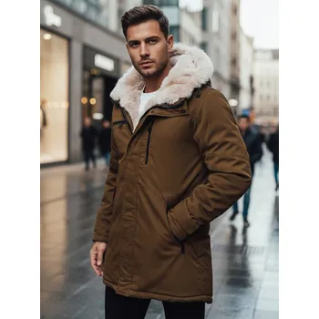 Pánský kabát Pánská zimní bunda parka s kapucí TX4967 Barva: Béžová, Velikost: M