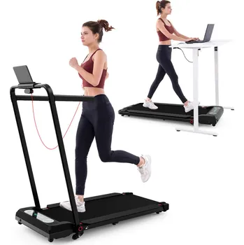 Běžecký pás CITYSPORTS Skládací a nakláněcí běžecký pás 13,41 % - 1400 W - 8 km/h- LED světlo ČERNÁ