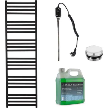 Radiátor CERANO - Koupelnový elektrický radiátorový set Fulgiduson - 600W - černá matná - 1800x530 mm