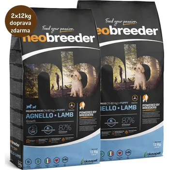 Krmivo pro psa Alleva Neo Breeder Dog Puppy Medium & Maxi Lamb 2x12kg