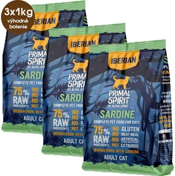 Krmivo pro kočku Alpha Spirit Primal Spirit Iberian Adult Cat 75% Sardine 3 kg