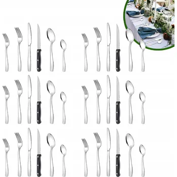 Příbor 36dílná sada příborů pro 6 osob: nože, vidličky, lžíce a nože na steaky