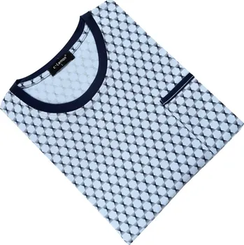 Pánská noční košile Pánská bavlněná noční košile s krátkým rukávem C-lemon - AL2326-O Barva: Tyrkysová, Velikost: 5XL