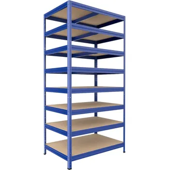 Dílenský regál Kovový regál do sklepa Biedrax 50 x 90 x 210 cm, modrý - 8 polic MDF