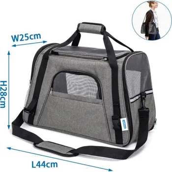 Taška pro psa a kočku Přenosná taška pro zvířata Nobleza Travel S šedá