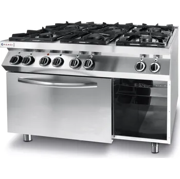 Sporák HENDI Sporák 6 hořáková s konveční elektrickou troubou GN 1/1 | HENDI, Kitchen Line