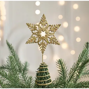 Vánoce EXTRA VELKÁ ŠPIČKA NA VÁNOČNÍ STROMEK - HVĚZDA - ZLATÁ - 16x8,5 CM OST