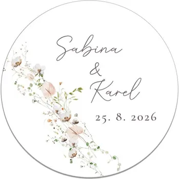 Svatební dekorace Kulatá samolepka 359