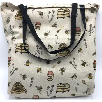 Nákupní taška PLÁTĚNÁ REŽNÁ TAŠKA VČELKY A ÚLY, CZECH MADE (Nákupní taška se včelčkou, včela, dárky včely)