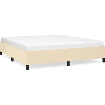 Postel Rám postele krémový 203 x 163 x 35 cm, překližka, tkanina 100% polyester