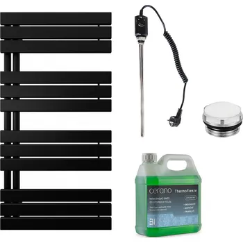 Radiátor CERANO - Koupelnový elektrický radiátorový set Theo - L/P - 600W - černá matná - 1200x500 mm