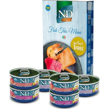 Krmivo pro kočku Farmina N&D cat NATURAL Fish Trio Menu 6x70g