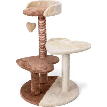 Škrabadlo pre mačky Nobleza - Heart Shaped s platformami hnědé 1ks