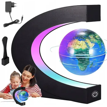 Obraz LEVITUJÍCÍ GLOBUS PODSVÍCENÝ INTERAKTIVNÍ LAMPKA LED DO KANCELÁŘE