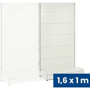 Prodejní regál Prodejní regál jednostranný, perfo stěny, 1600 x 1000 x 450 mm, přídavný, bílá