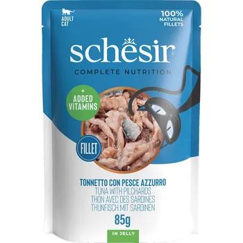 Krmivo pro kočku Schesir Cat C&B Wet Adult - Tuniak so sardínkami v želé kapsička 85g