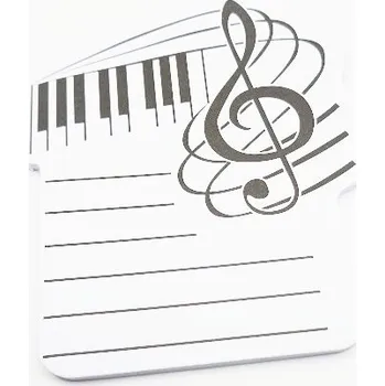 Samolepící hudební poznámkový blok - letící houslový klíč na notové osnově