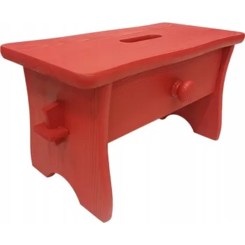 STŘEDNĚ ČERVENÁ STOLIČKA SE ZÁSUVKOU, taburet, stolička, židlička, POMOCNÍK