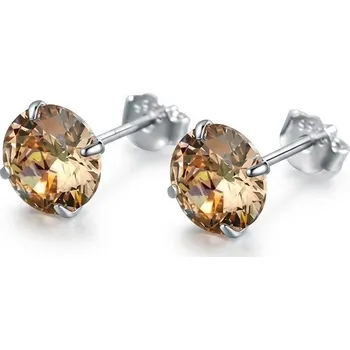 Náušnice B-TOP Stříbrné peckové náušnice se zirkonem v champagne odstínu – Stříbro 925