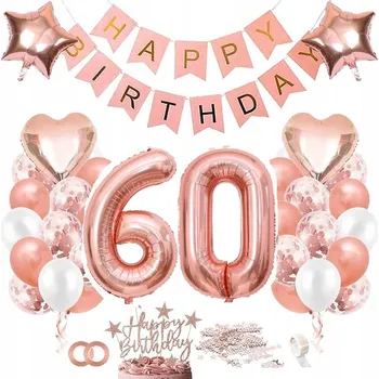 Party dekorace Balónková dekorace na 60. narozeniny - balónky, girlandy růžové zlato TOPHOPE