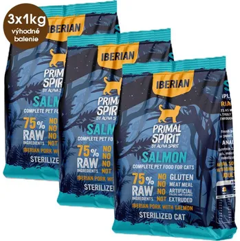 Krmivo pro kočku Alpha Spirit Primal Spirit Iberian Sterilized Cat 75% Salmon 3 kg