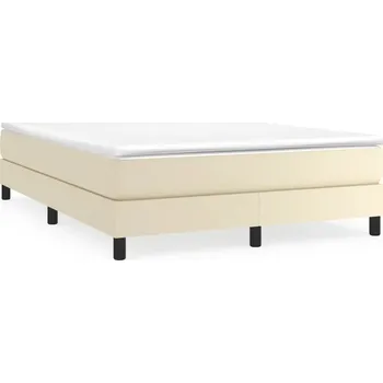 Postel Rám postele z umělé kůže, krémová, 203 x 140 x 25 cm