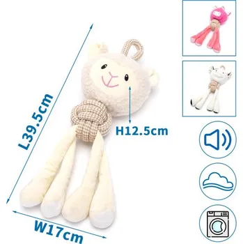 Hračka pro psa Plyšová hračka Nobleza - Zvířátko na šňůře s nohami 39,5 cm Barva: Béžová