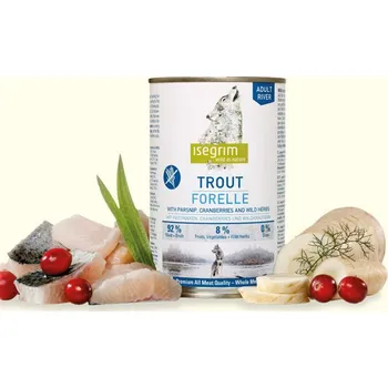 Krmivo pro psa Isegrim Dog Adult Trout + Parsnip, Cranberries & Wild Herbs 400g