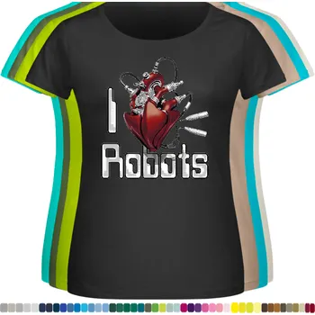 damske-levne-bavlnene-tricko-digitalni-potisk-robot-srdce Barva: Black -černá, velikost: 7XL