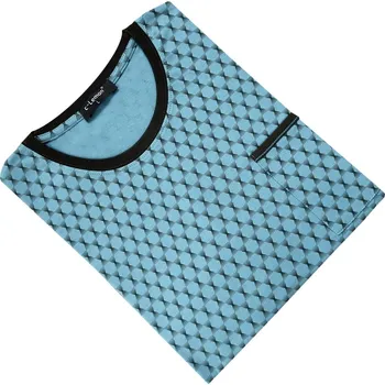 Pánská noční košile Pánská bavlněná noční košile s krátkým rukávem C-lemon - AL2326-O Barva: Azurově modrá, Velikost: 4XL