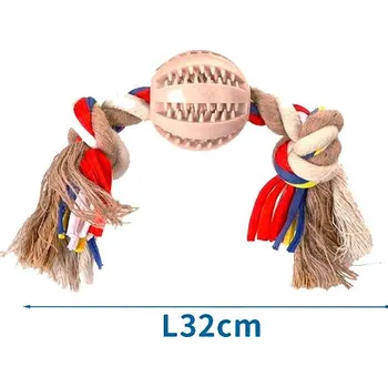 Hračka pro psa Bavlněné lano s 2 uzly Nobleza - 32 cm (béžové)